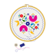 Embroidery in hoop, has a colorful design