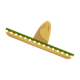 Tan Sombrero with green stripe, white pom poms
