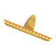Tan Sombrero with orange stripe, white pom poms