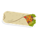 Burrito with meat, cheese, and veggies
