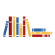 Ten Books blue, red, and yellow