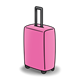 Suitcase pink, on wheels