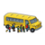 Children Getting on Bus Color PDF