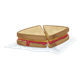 Sandwich peanut butter and jelly, cut in half on napkin