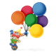 Clown on Unicycle holding balloons