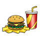 Burger on wrapper with drink