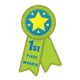 1st Place Worker Ribbon incentive award has yellow star