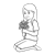 Girl Sitting on Knees Line PNG
