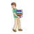 Boy Carrying Books Color PDF
