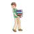 Boy Carrying Books Color PNG