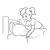 Girl Making Bed Line PNG
