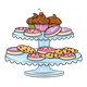 Silver Baking Stands with cookies and cupcakes
