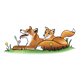 Two Foxes lying in the grass