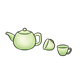 Green Teapot with two teacups
