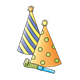 Two Party Hats with noisemaker