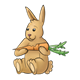 Brown Rabbit holding a carrot 