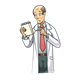 Scientist man in red tie, holding notebook