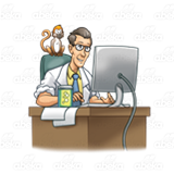Scientist Sitting at Desk