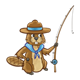 Beaver with fishing pole