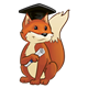 Fox with diploma and cap