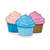 Three Cupcakes Color PDF