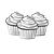 Three Cupcakes Line PNG