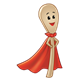 Wooden Spoon with cape and face