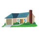 Tan House with chimney