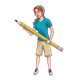 Girl holding pencil