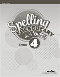 Spelling, Vocabulary, and Poetry 4 Test Book (Unbound)&#8212;Revised
