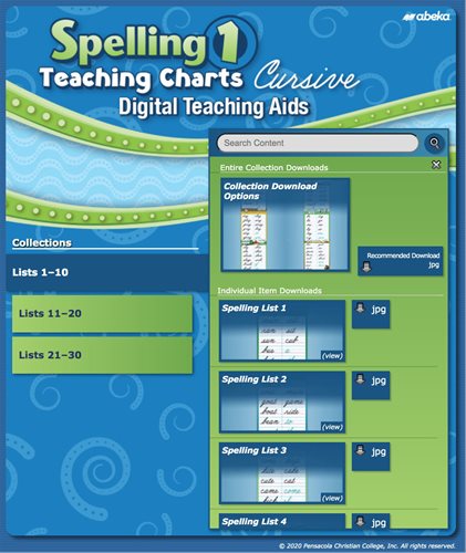 Spelling 1 Teaching Charts 